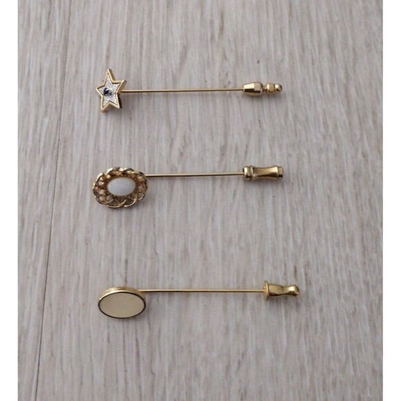 Monet Jewelry - 3 Vintage Gold Tone Stick Pins - Monet, Avon
